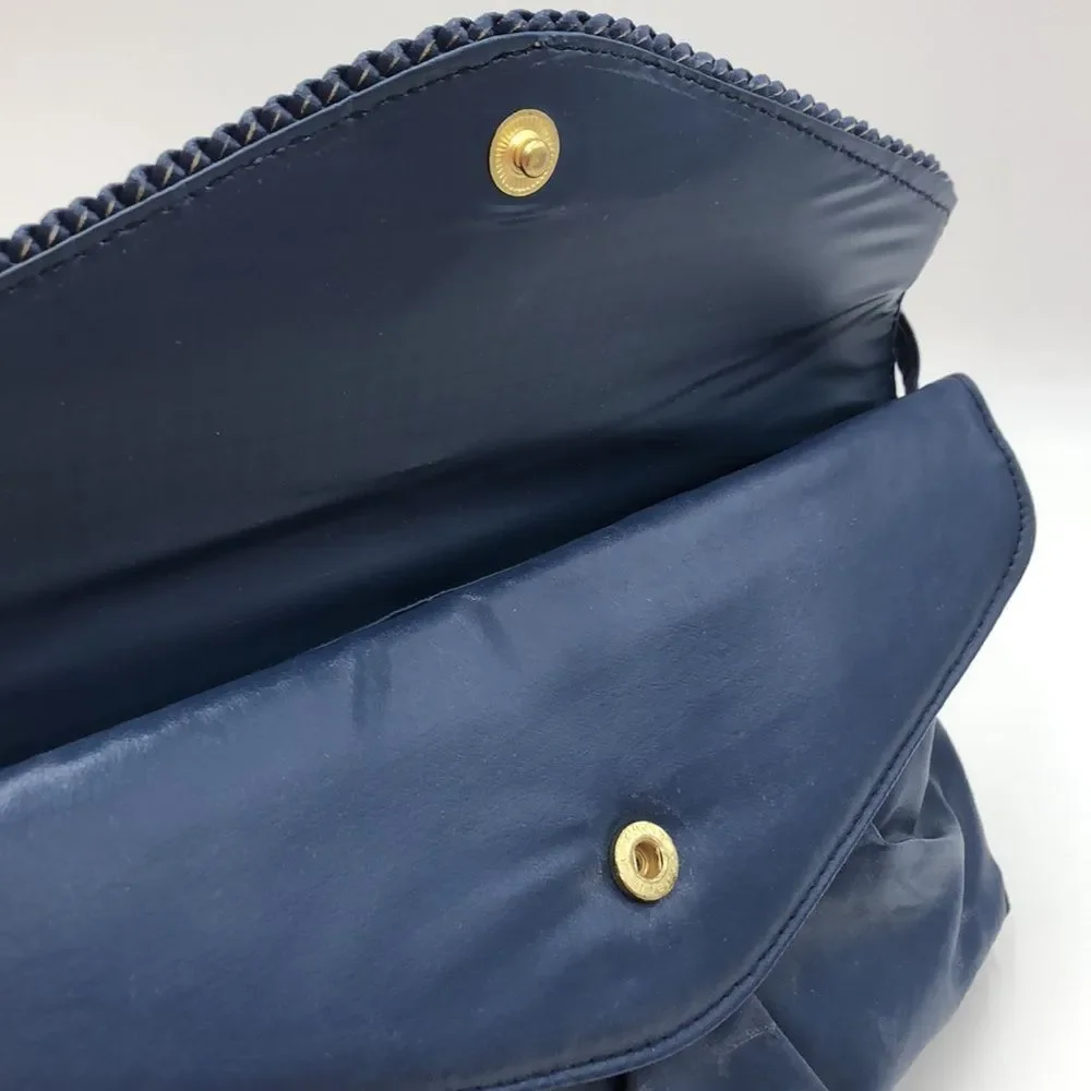 Vintage Navy Blue Bag Bazaar Purse. Layered flaps w/snaps.Two Large compartments - Picture 4 of 7